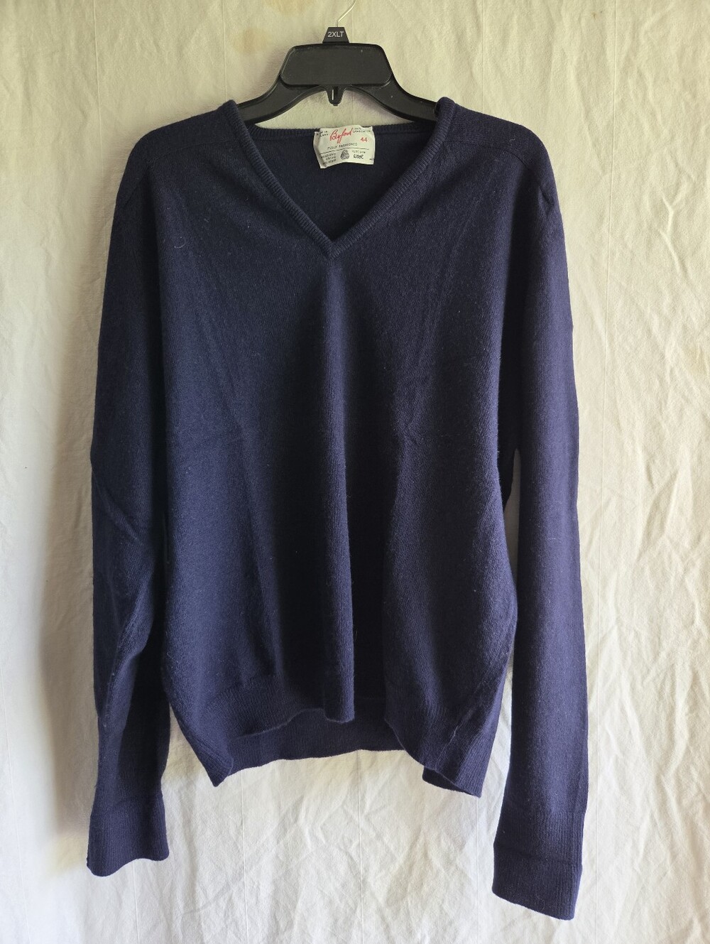 Vtg Byford Navy V-neck Wool Sweater Sz L Made In England Quiet Luxury Minimalist